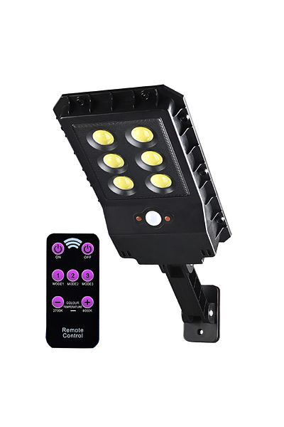 Teno Lampa Solara Stradala 6 LED-uri Teno®, tip bec, protectie IP65, Waterproof, exterior, negru