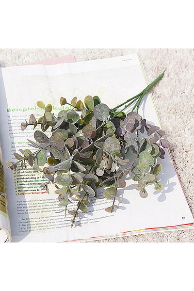 Choice Purple Artificial Plastic Plants Leaves Green Eucalyptus Branch for Garden Vase Home Christmas Weddi