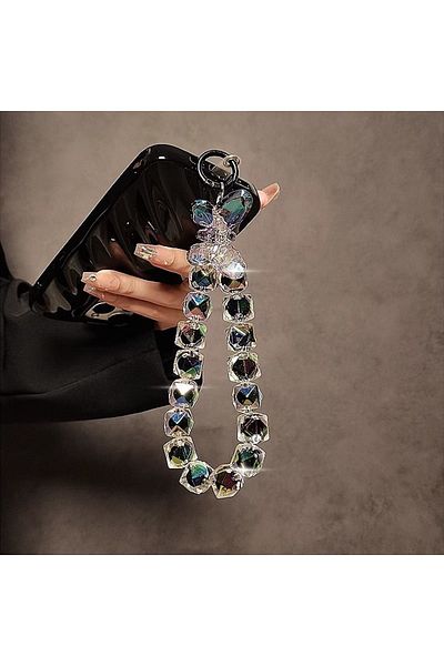 Choice Black DIY Bracelet Crystal Shinning Acrylic Butterfly Girl Phone Charms Wrist Hanging Strap Mobile P