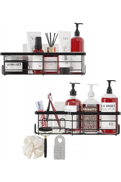 Rainsworth Set of 2 Rainsworth bathroom shelves, metal, black, 31.5 cm