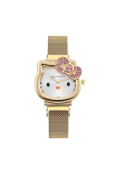 Miniso kt-gold Kawaii Anime Hellokitty Magnetic Strap Diamond Watch Sanrio Cartoon Wristwatch Girl's Watch