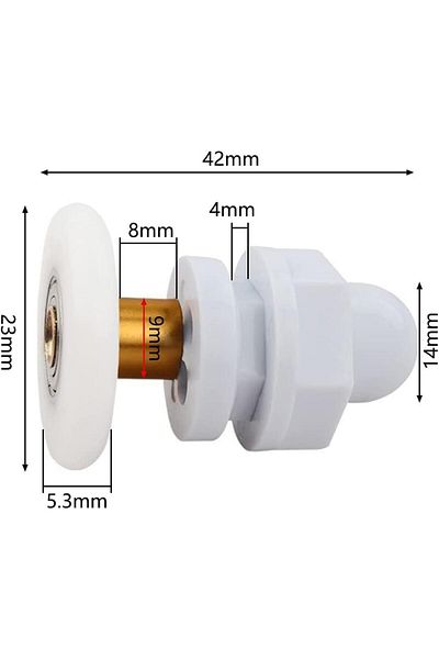 BOEM Set of 4 shower door wheels, Plastic, Multicolor