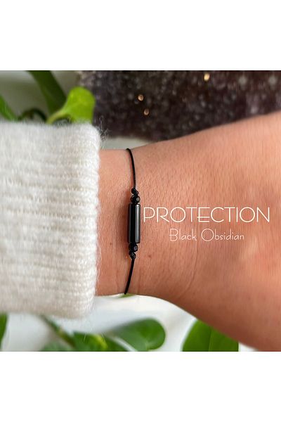 Choice black 16-23cm Black Drawstring Bracelet , Obsidian Adjustable Bracelet, Empath Protection Bracelets