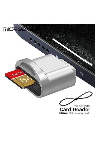 Choice محول قارئ بطاقات Micro TF SD فضي لأجهزة iPhone وiPad OTG إلى قارئ بطاقات Micro SD