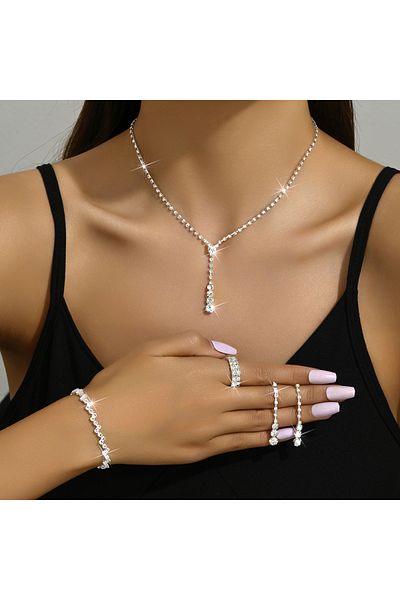 Choice 80807701-S 5 pieces of women's minimalist claw chains, earrings, necklaces, bracelets, rings, jewelr