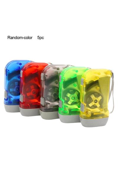 Choice Random-color 5pc 5Pcs Hand Pressing Dynamo Crank Power Wind Up Flashlight Mini Self Generating Torch