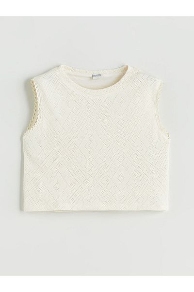 LC Waikiki New Season Crew Neck Openwork Girls Crop Undershirt - S5Q328Z4