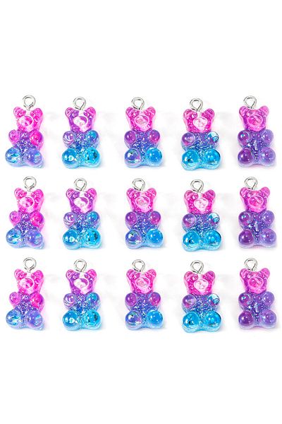 Choice G 10pcs Resin Bear Charms Flatback Gummy Bear Glitter Cabochons For Necklace Pendant Earring DIY Ma.