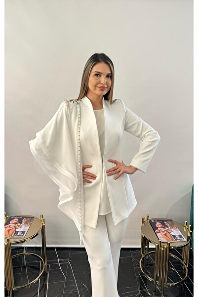 White Corner 3238 CEKET PANTOLON BLUZ ABİYE TAKIM