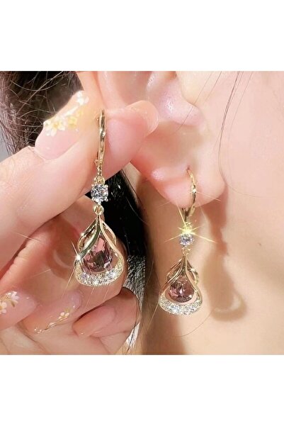 Choice 141-أقراط نسائية أنيقة على شكل عين القطة من قطعتين باللون الأرجواني بت...