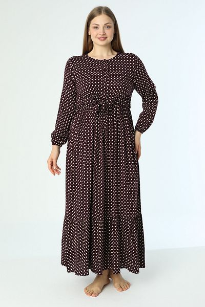 Juliet Deluxe Γυναικείο μακρυμάνικο φόρεμα από ύφασμα βισκόζης μεγάλου μεγέθους 33414