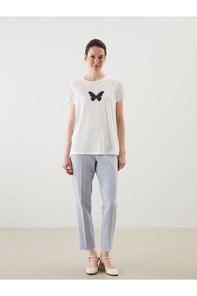 LC Waikiki New Season Crew Neck Butterfly Printed Women's T-Shirt - S5Mo36Z8
