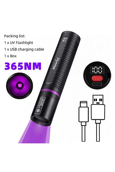 Choice SV113-365nm 395nm/365nm UV light Flashlight LCD USB Charging Torch CatDog tinea urine Stain Marker M