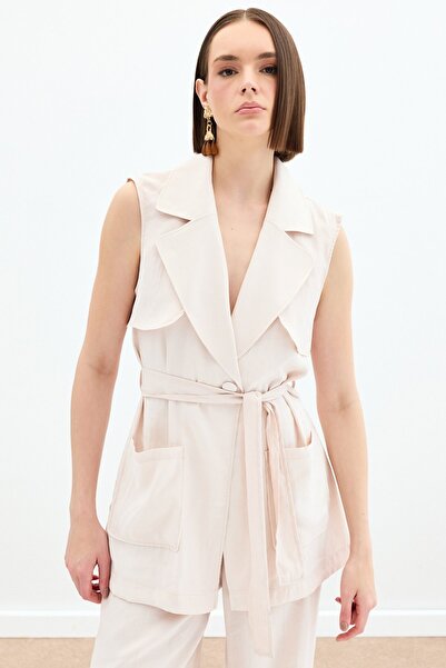 Sateen Ζωντανό Μακρύ Γιλέκο - Πέτρα