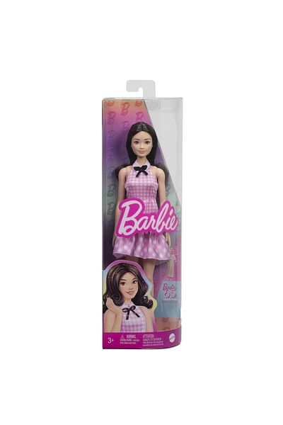 Barbie BARBIE FASHIONISTAS BRUNETTE DOLL WITH PINK CHECKERED DRESS