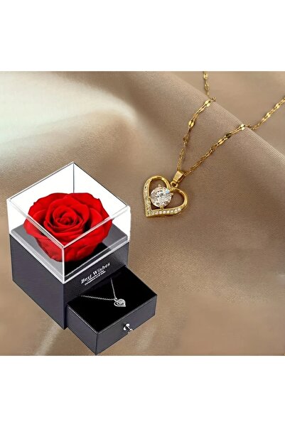 Choice 45cm Golden Luxury Zircon Necklace With Rose Flower Gift Box Jewelry F...