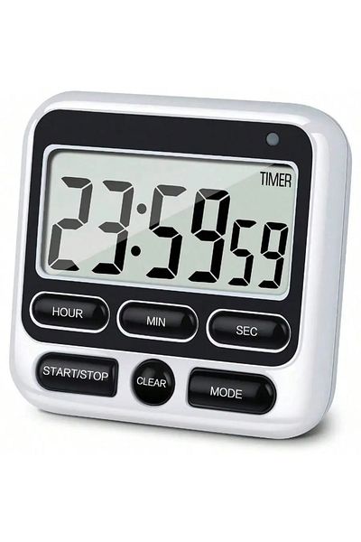 Choice1 black LCD Display Digital Kitchen Timer with Mute/Loud Alarm Switch ON/Off Switch 24 Hour Clock Alar