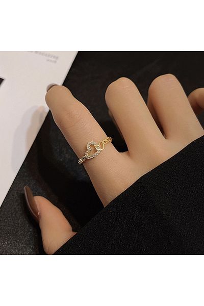 Choice resizable Gold Color B Yupsk Korean Fashion Micropaved Crystal Zirconia Bow Ring for Women Girls Exq