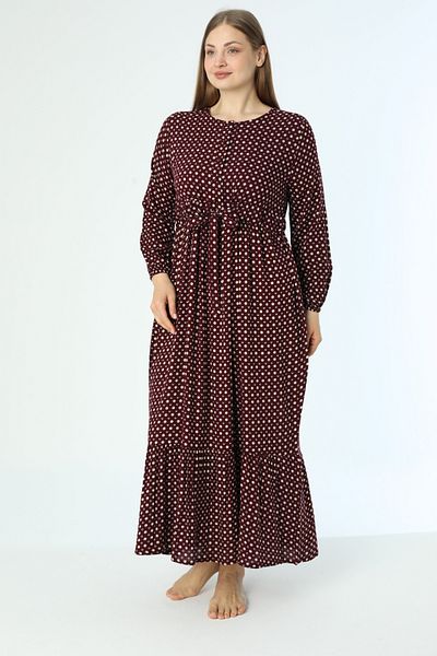 Juliet Deluxe Γυναικείο μακρυμάνικο φόρεμα από ύφασμα βισκόζης μεγάλου μεγέθους 33414