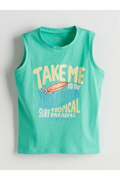 LC Waikiki Νέα σεζόν Crew Neck Los Angeles Printed Boy's Singlet - S5HF15Z1