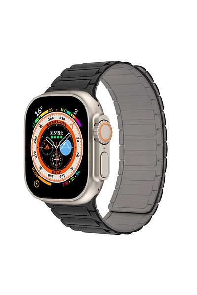 CAOWTAN 42mm 44mm 45mm 49mm black grey Magnetic Silicone Strap for Apple Watch Band Ultra 2 49mm 45mm 41mm B