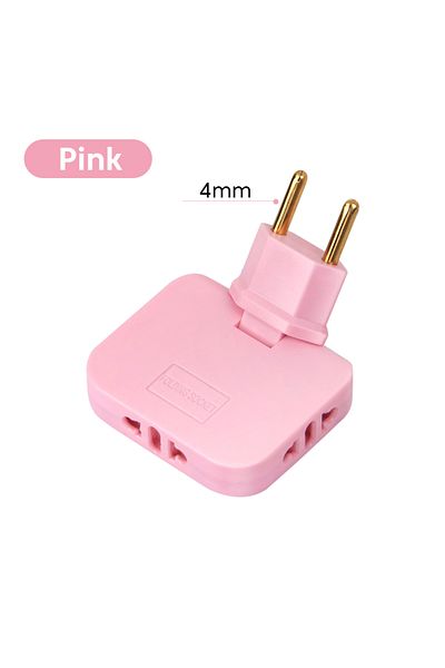 Choice Pink 4mm 180 Degree Rotatable Socket 3-in-1 EU Plug Converter Travel EU Extension Plug Multi-Plug Sl