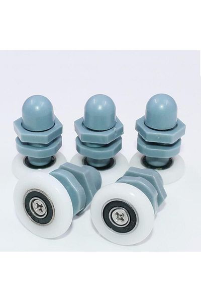 BOEM Set of 10 shower door rollers, Abs/Stainless Steel, 25 mm, White/Blue