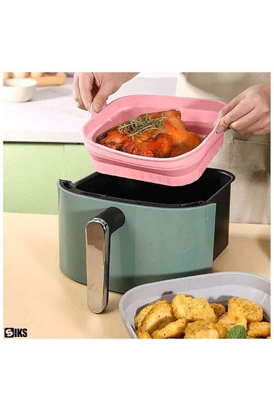 SIKS Baking Tray, Foldable Design, Non-Stick, With Non-Slip Handles, Silicone, 20x21x6cm, Pink