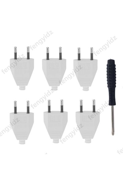 Choice white 6pc EU European 2 Pin Male Plug AC Electric Power Socket Adapter with Screwdriver 110V~250V Re