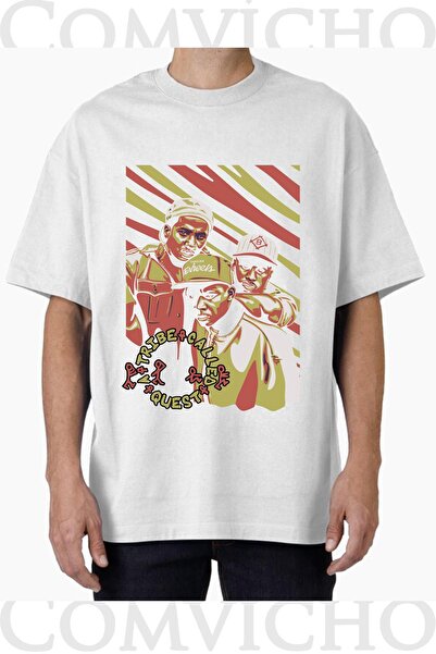 COMVİCHO تي شيرت كبير الحجم مطبوع بتصميم قبيلة للجنسين يسمى v1