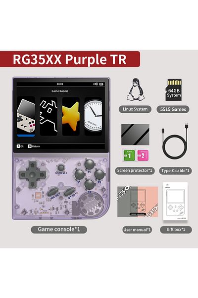 Choice 64G RG35XX New PurpleT ANBERNIC RG35XX Plus/RG35XX Retro Handheld Game Console 3.5″ IPS Screen Linux