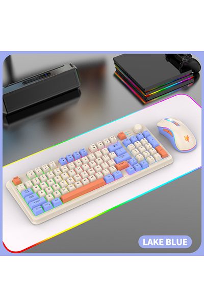 Choice مجموعة لوحة مفاتيح وماوس ألعاب سلكية K820 مزودة بمنفذ USB وإضاءة للكمبيوتر المكتبي/الكمبيوتر المحمول والمكتب المنزلي للنساء