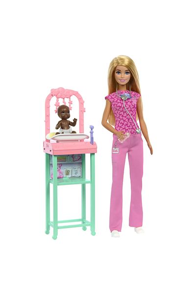 Barbie CAREER FURNITURE SET WITH BLONDE PEDIATRIC DOCTOR DOLL
