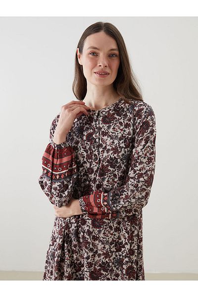 LC Waikiki Νέα σεζόν Crew Neck Floral φόρεμα σε γραμμή Α - S5MC01Z8