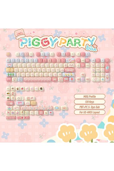 Choice MOG 139 Keys Akko Original Cute Theme MOG/MOA/MAO Profile PBT Keycap Set 5-side Dye-sub ANSI/ISO Lay