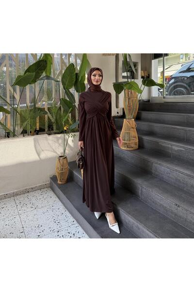 ENSA TESETTUR Linda Taşlı Elbise Kahve