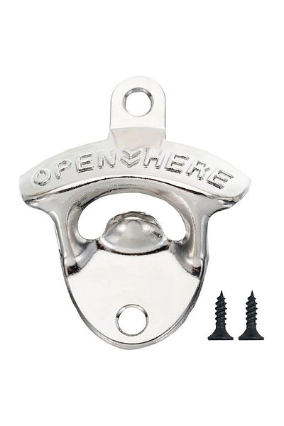 Choice silver 1pcs Zinc Alloy Wall Bottle Opener Kitchen Bottle Opener Retro Alloy Wall Mounted with Screws