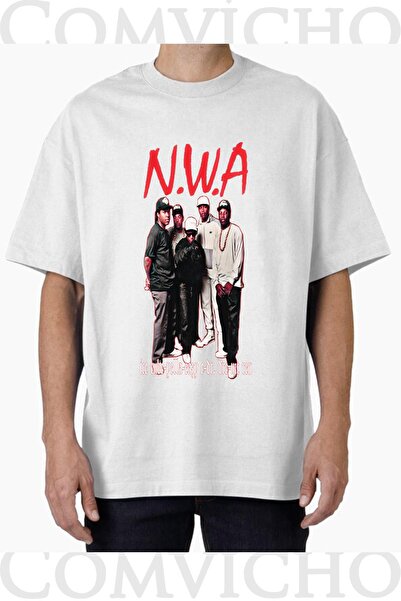 COMVİCHO تي شيرت مطبوع بتصميم n.w.a v1 للجنسين