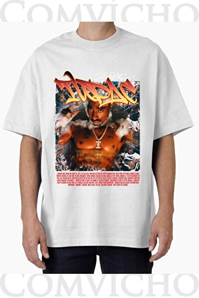 COMVİCHO تي شيرت مطبوع بتصميم توباك v34 للجنسين