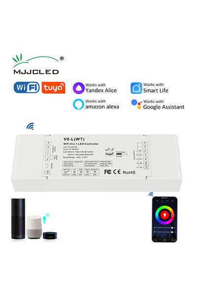 Choice V5-L(WT) Tuya Tuya LED Controller Wifi RGB CCT RGBWW RGBCCT 5 in 1 LED Strip Light Dimmer Smart Life