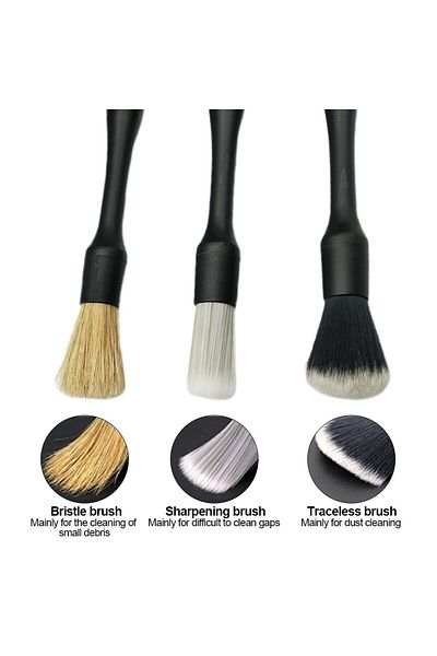 OEM Set of 3 professional brushes for detailing and cleaning car interiors and exteriors