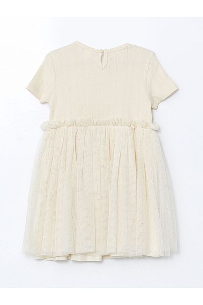 LC Waikiki Pink Embroidered Combed Cotton Tulle Girl's Dress