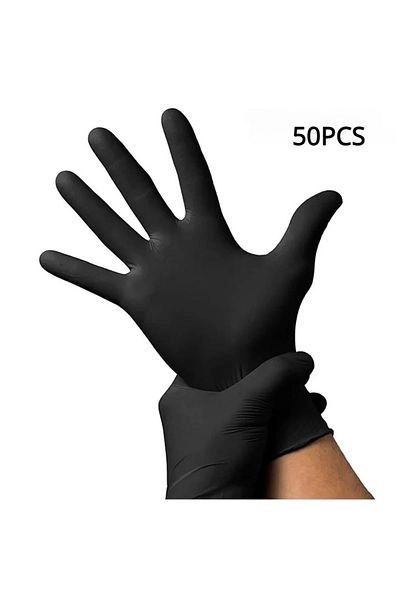 Choice L 50PCS 50/20/10PCS Disposable Black Nitrile Gloves Latex Free Waterproof Durable Suitable for Kitch
