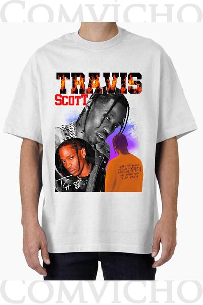 COMVİCHO تي شيرت مطبوع بتصميم ترافيس سكوت v13 للجنسين
