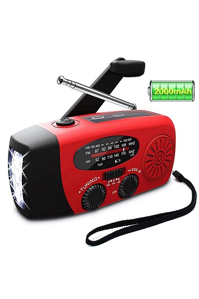 Choice مصباح تخييم يعمل بالطاقة الشمسية أسود اللون مع راديو AM/FM خارجي 2000 مللي أمبير/ساعة وشحن USB متعدد الوظائف