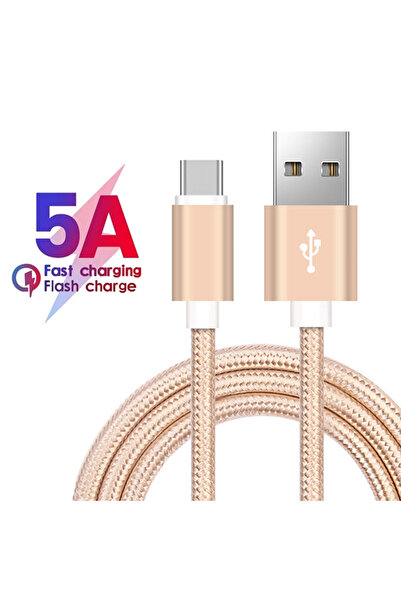Choice كابل شحن سريع USB من النوع C ذهبي بطول 2 متر لهواتف S23 A55 A35 وRedmi...