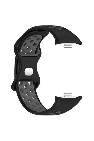 Choice سوار سيليكون أسود رمادي لساعة شاومي مي باند 8 برو 9 برو، سوار رياضي قا...