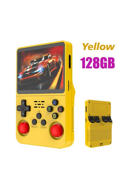 Choice Yellow 128G R36S Retro Handheld Video Game Console Linux System 3.5 Inch IPS Screen R35s Pro Portabl