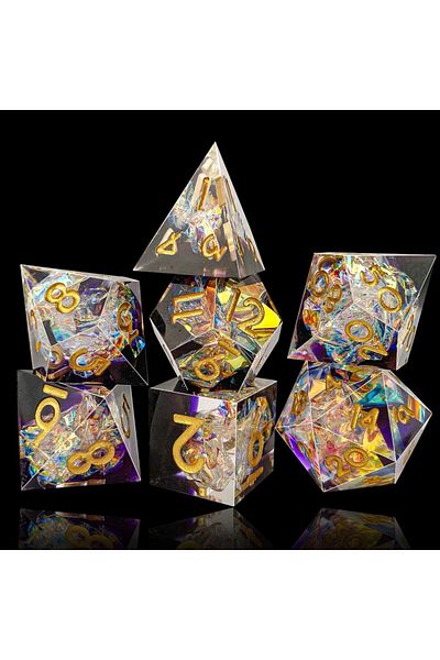 Choice Translucent Violet Resin Sharp Edge DND Dice Set, Dice for Dungeons and Dragons, Role Playing and Ta