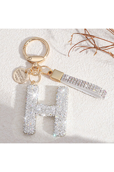 Choice سلسلة مفاتيح باللون الأبيض على شكل حرف H وحروف A-Z للسيدات والفتيات وح...
